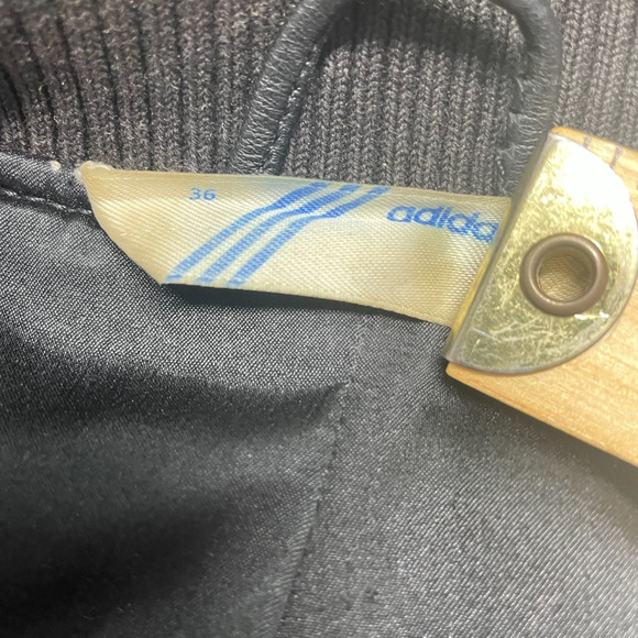 Vintage Adidas Mens Leather Bomber Jacket Black Size 36 - Picture 7 of 8